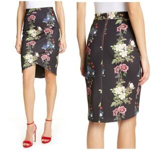 Ted Baker Ruella Oracle Pencil Skirt Size 3/8 Ladybug Floral Office Feminine